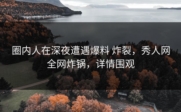 圈内人在深夜遭遇爆料 炸裂，秀人网全网炸锅，详情围观