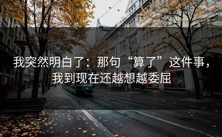 我突然明白了：那句“算了”这件事，我到现在还越想越委屈