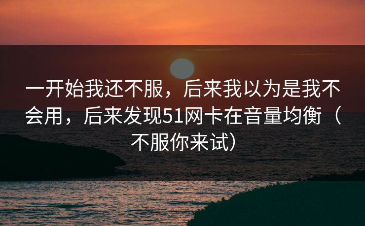 一开始我还不服，后来我以为是我不会用，后来发现51网卡在音量均衡（不服你来试）