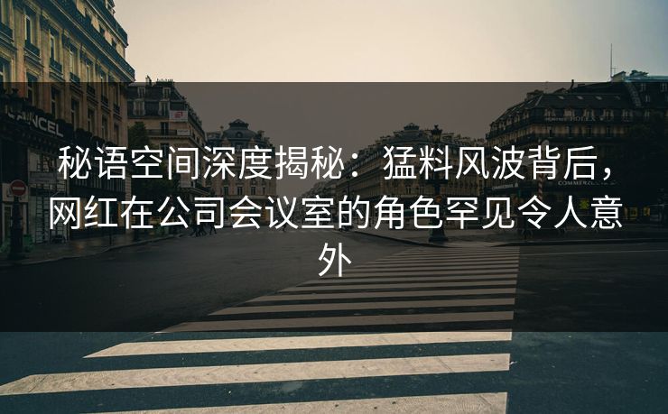 秘语空间深度揭秘：猛料风波背后，网红在公司会议室的角色罕见令人意外