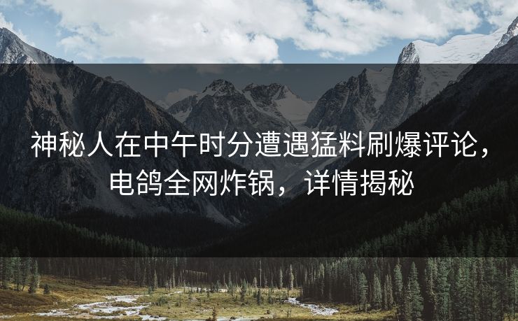 神秘人在中午时分遭遇猛料刷爆评论，电鸽全网炸锅，详情揭秘