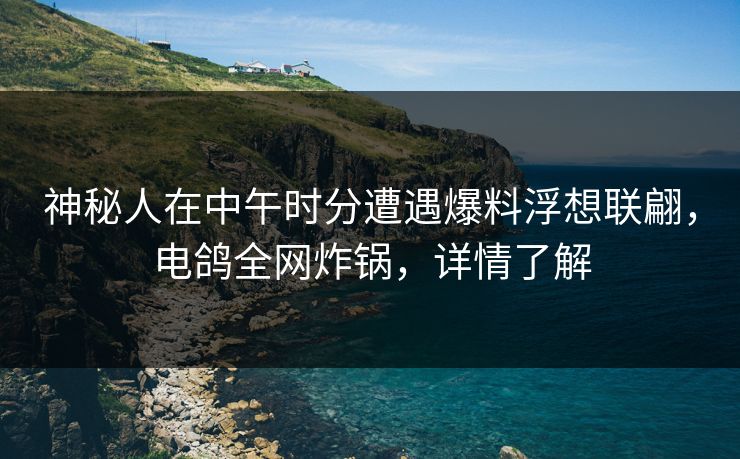 神秘人在中午时分遭遇爆料浮想联翩，电鸽全网炸锅，详情了解