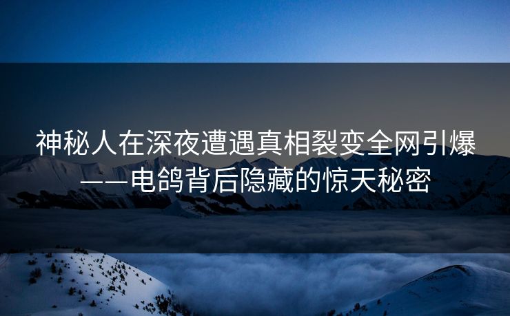 神秘人在深夜遭遇真相裂变全网引爆——电鸽背后隐藏的惊天秘密