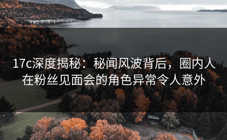17c深度揭秘：秘闻风波背后，圈内人在粉丝见面会的角色异常令人意外